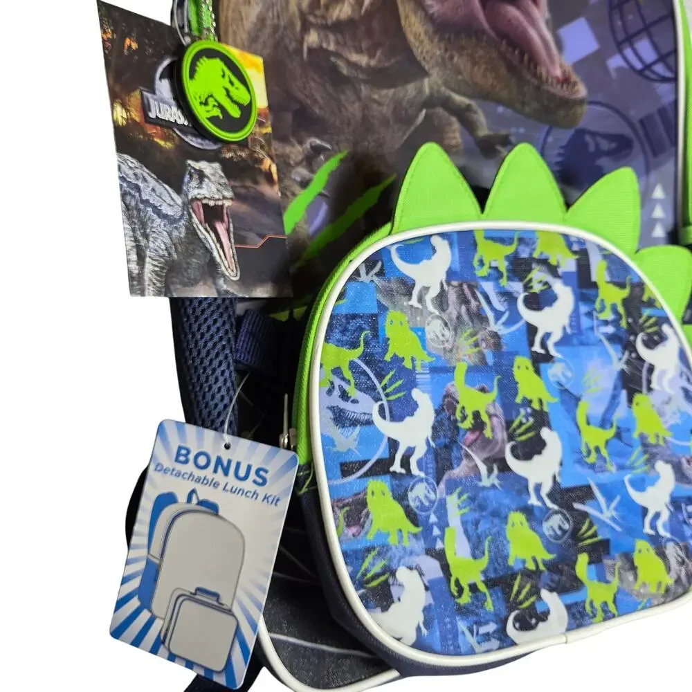 Jurassic World Backpack with Detachable Insulated Lunch Bag Side Pockets School